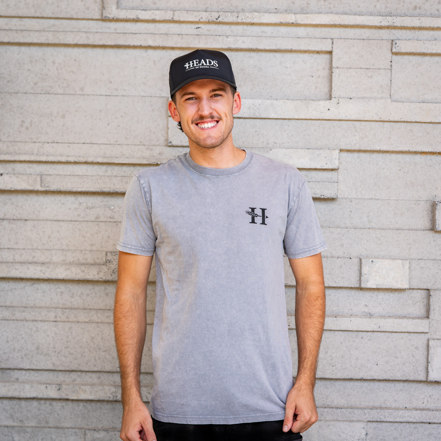 OG Logo Tee | Stonewash Grey - Black Logo - Heads of Noosa Brewing Co.