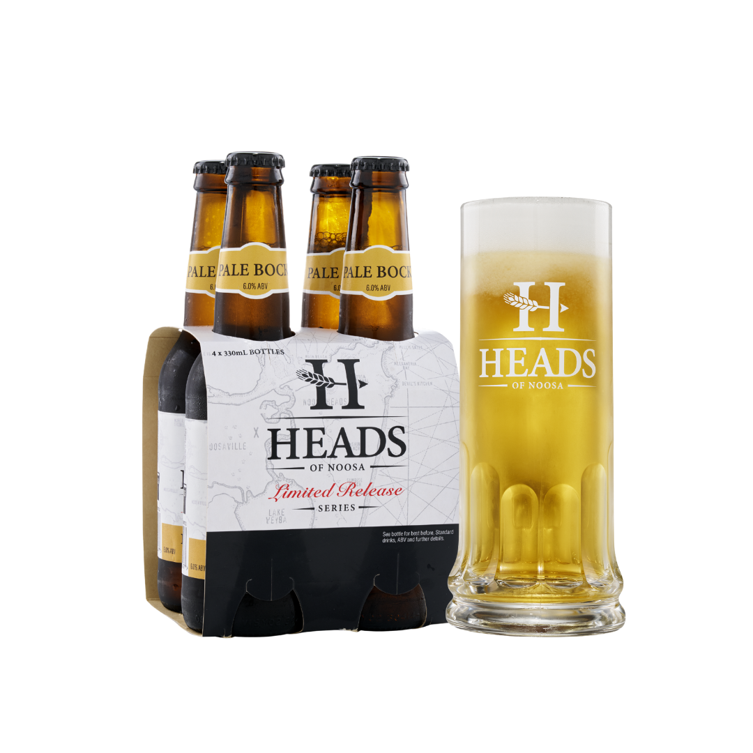 Pale Bock Lager 4-Pack & Rastal Handle Glass - Heads of Noosa Brewing Co.