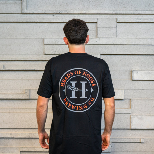 OG Logo Tee | Black - Fluro Red/Grey - Heads of Noosa Brewing Co.
