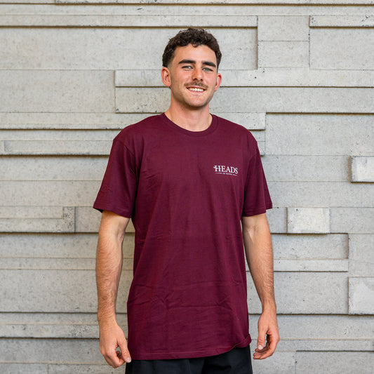 OG Logo Tee | Burgundy - Grey/White - Heads of Noosa Brewing Co.
