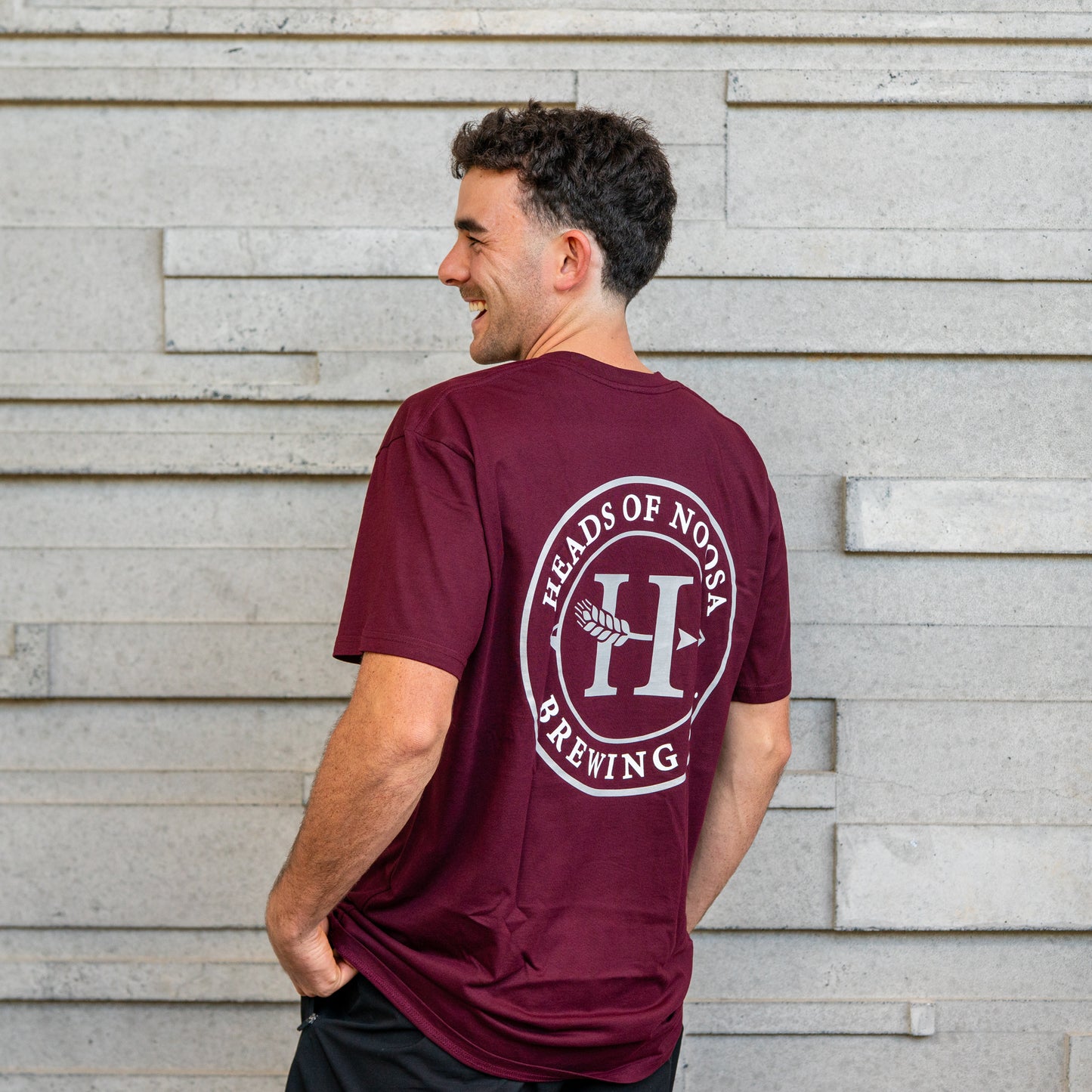 OG Logo Tee | Burgundy - Grey/White - Heads of Noosa Brewing Co.
