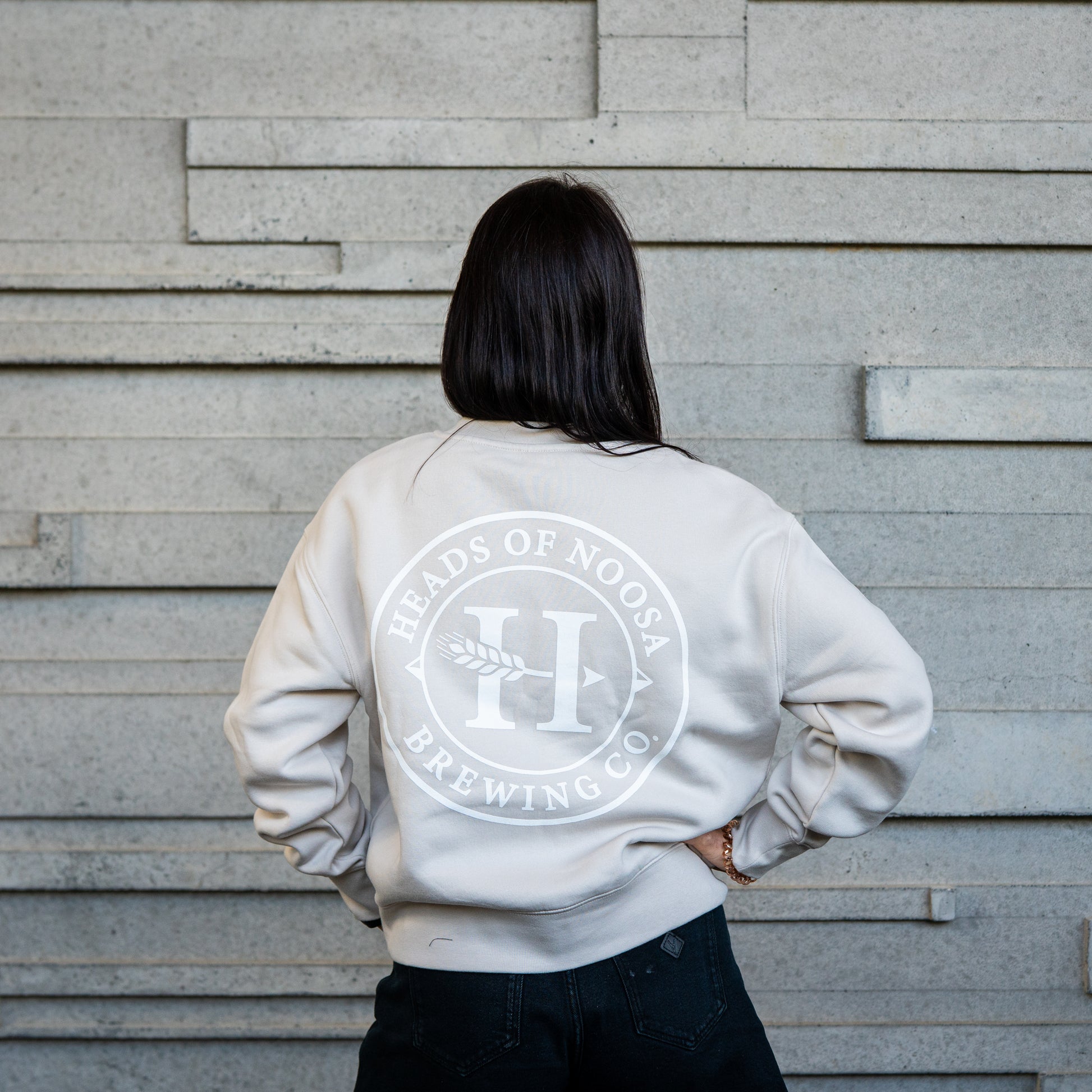 Women's Relax Crew Sweater | Bone - Heads of Noosa Brewing Co.