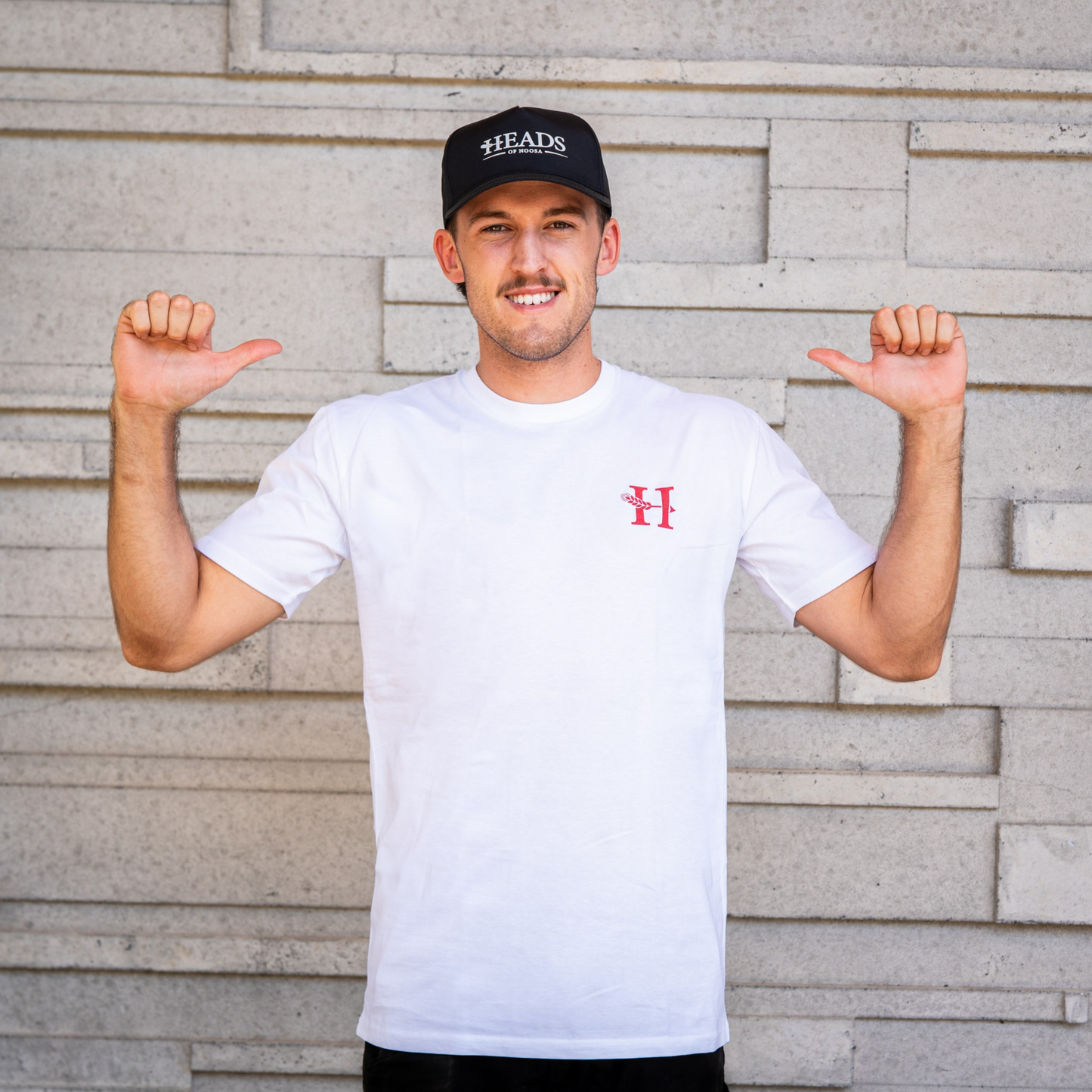 OG Logo Tee | White - Red/Charcoal Logo - Heads of Noosa Brewing Co.