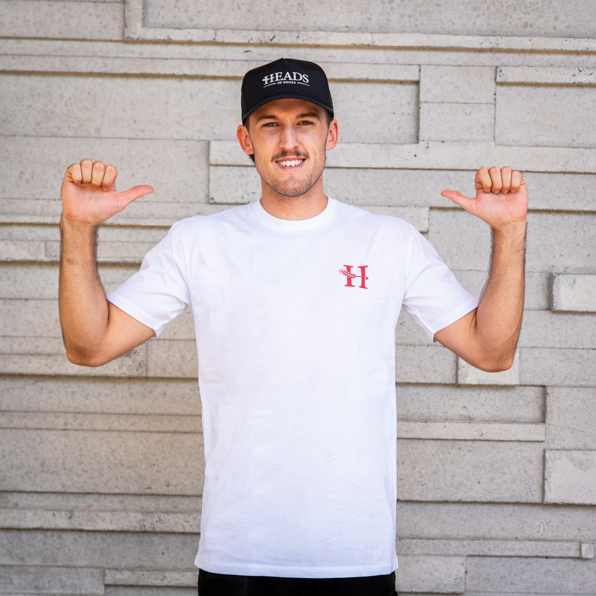 OG Logo Tee | White - Red/Charcoal Logo - Heads of Noosa Brewing Co.