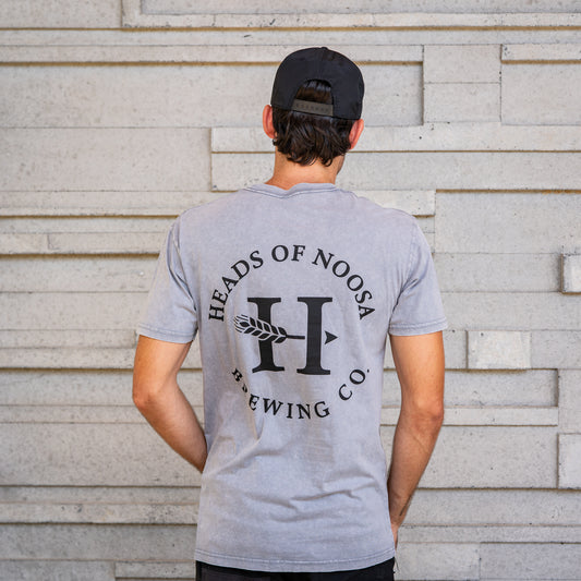 OG Logo Tee | Stonewash Grey - Black Logo - Heads of Noosa Brewing Co.