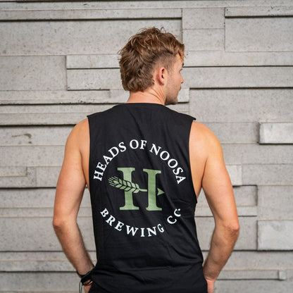 OG Logo Mens Singlet | Black - Army/White - Heads of Noosa Brewing Co.