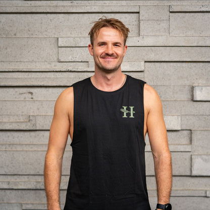 OG Logo Mens Singlet | Black - Army/White - Heads of Noosa Brewing Co.